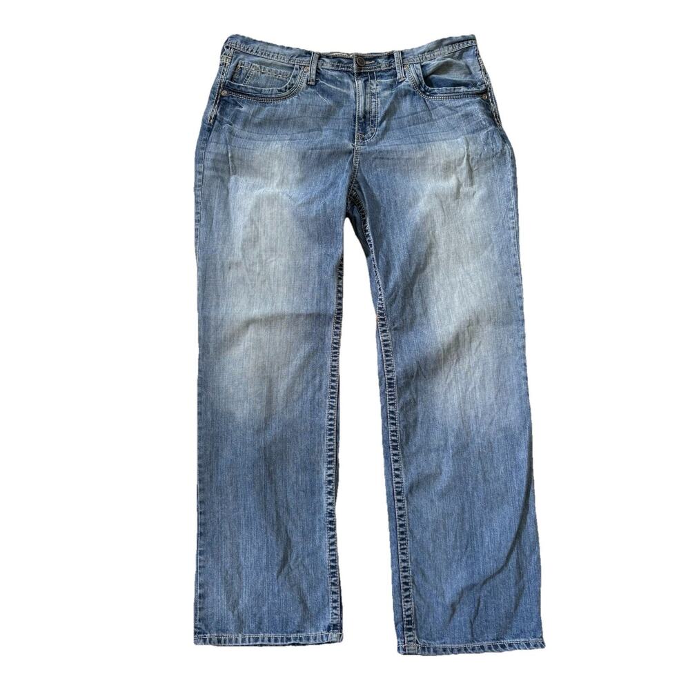 BKE Buckle Seth Straight Leg Blue Denim Jeans Mens Size 40L (40x33) Heavy Y2K